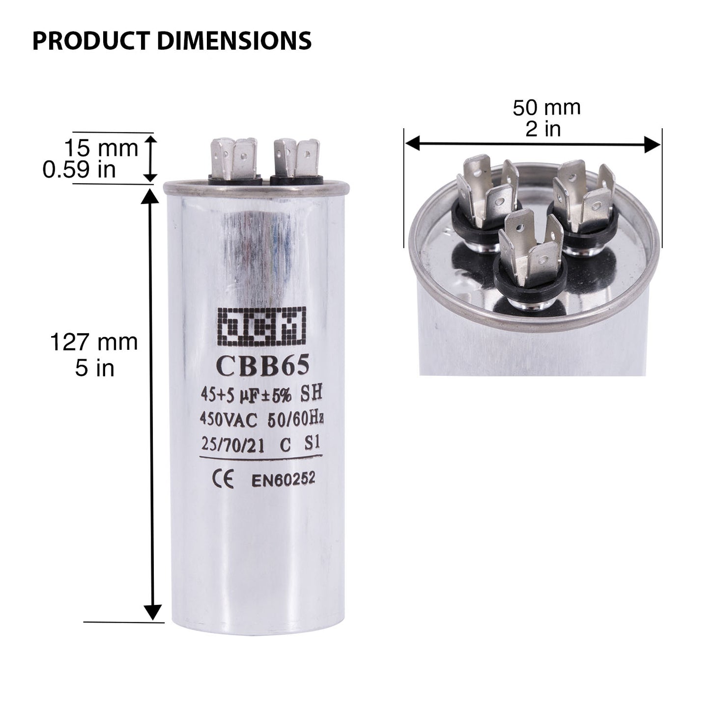 25-45+5UF450V 45UF+5UF 450VAC Condensador M/3P