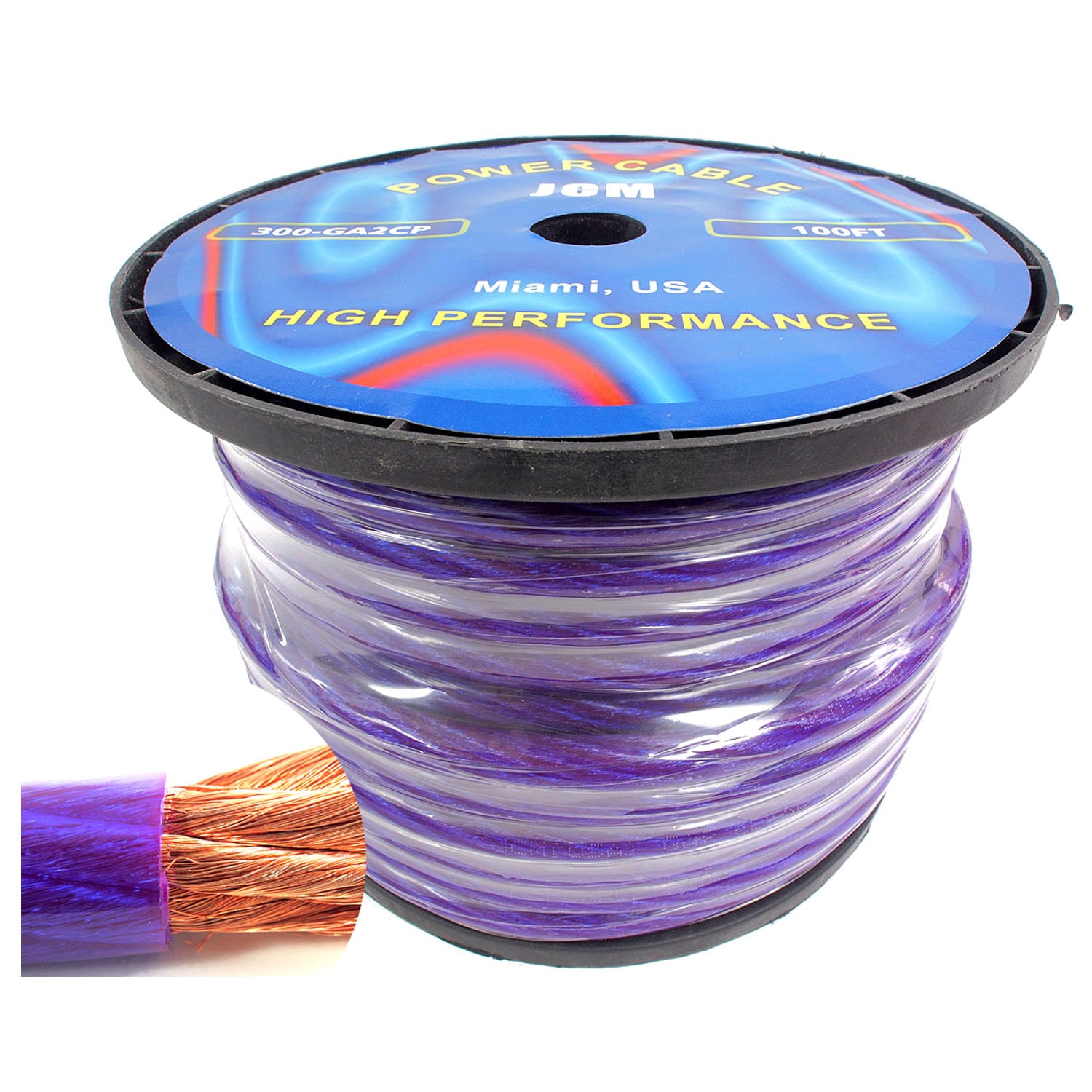 300-GA2/CP100FT 100FT 2GA Clear/Purple Wire