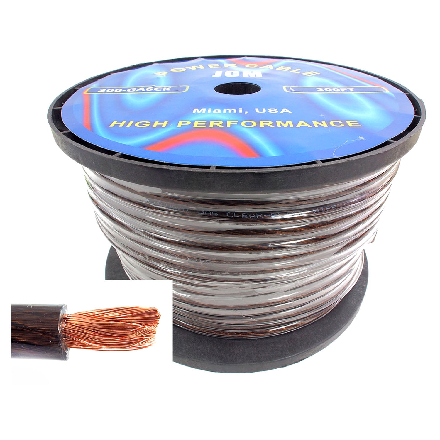 300-GA6/CK200FT 200FT 6GA Clear/Black Wire