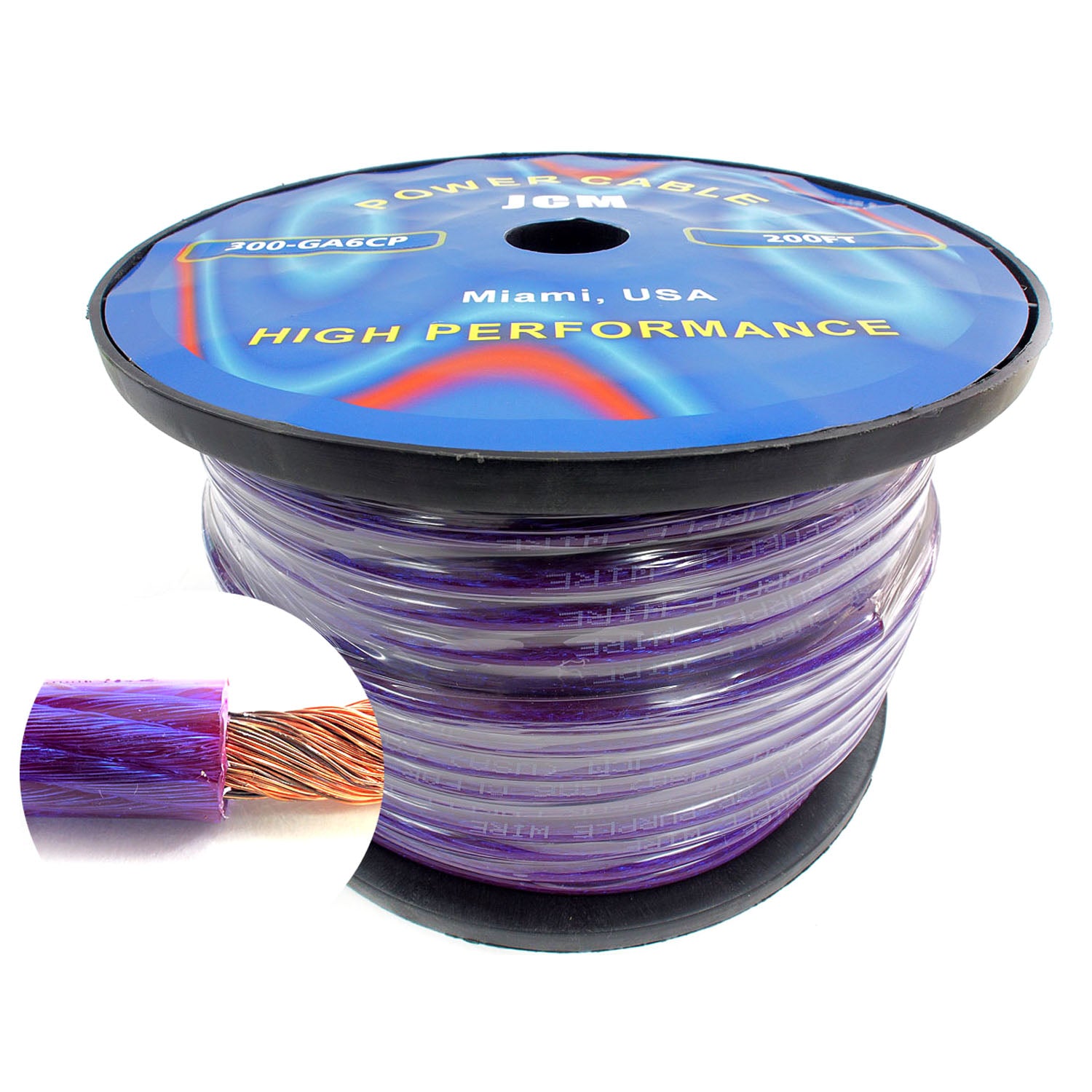 300-GA6/CP200FT 200FT 6GA Clear/Purple Wire