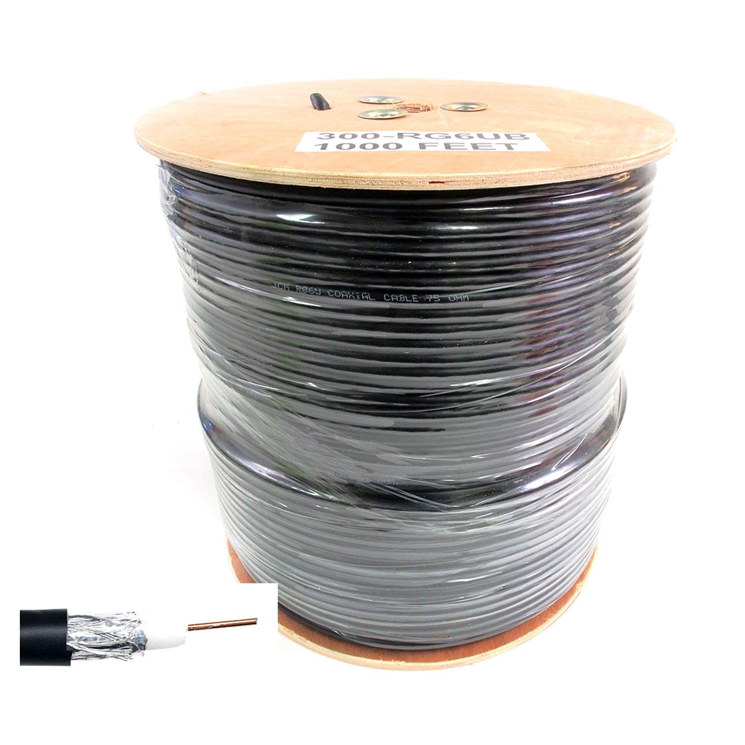 300-RG6UB 1KFT RG6U Coaxial Cable Black