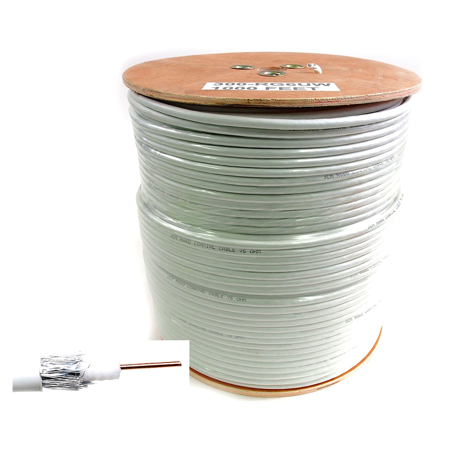 300-RG6UW 1KFT RG6U Coaxial Cable White