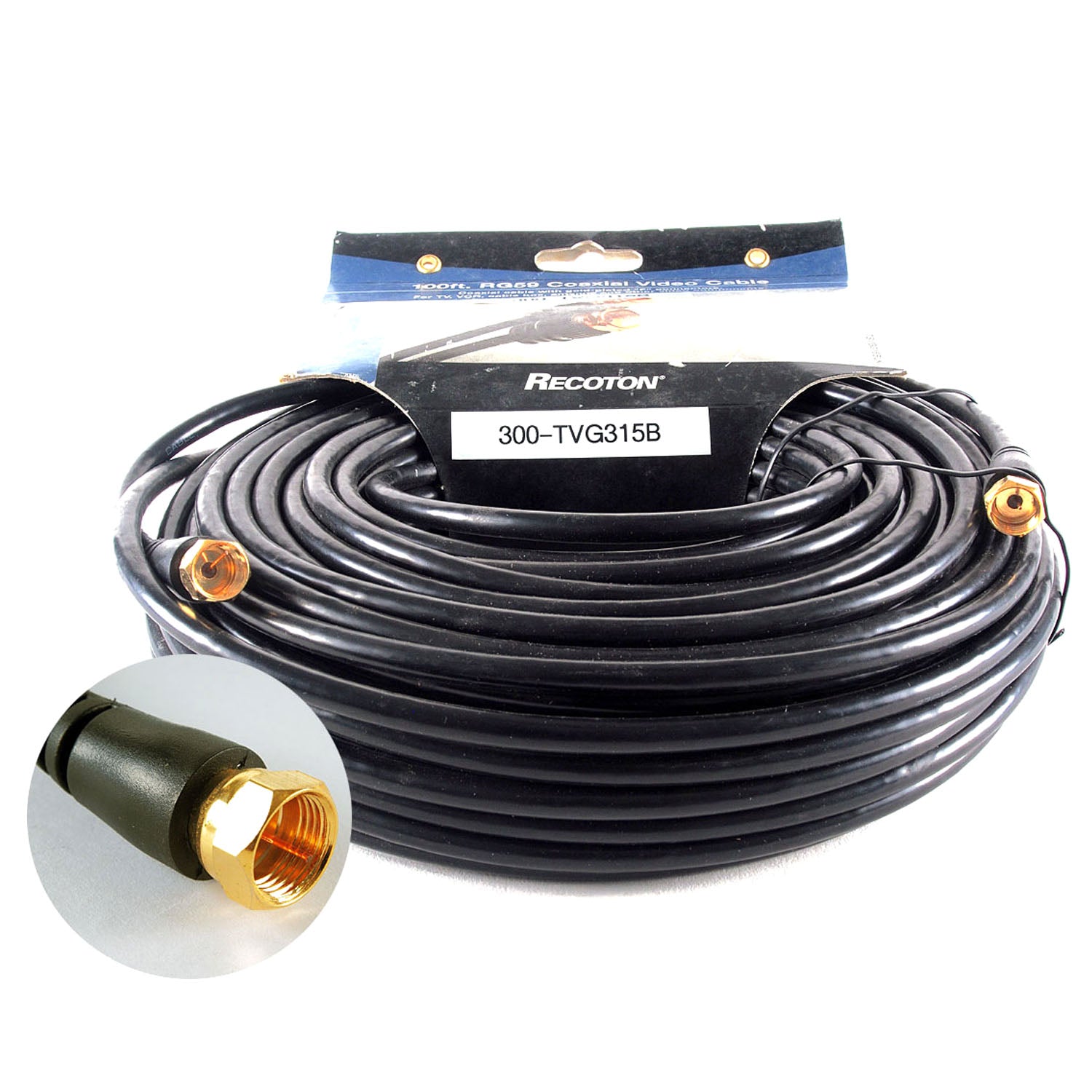 300-TSVG315B 100FT RG59 Cable Black F to F