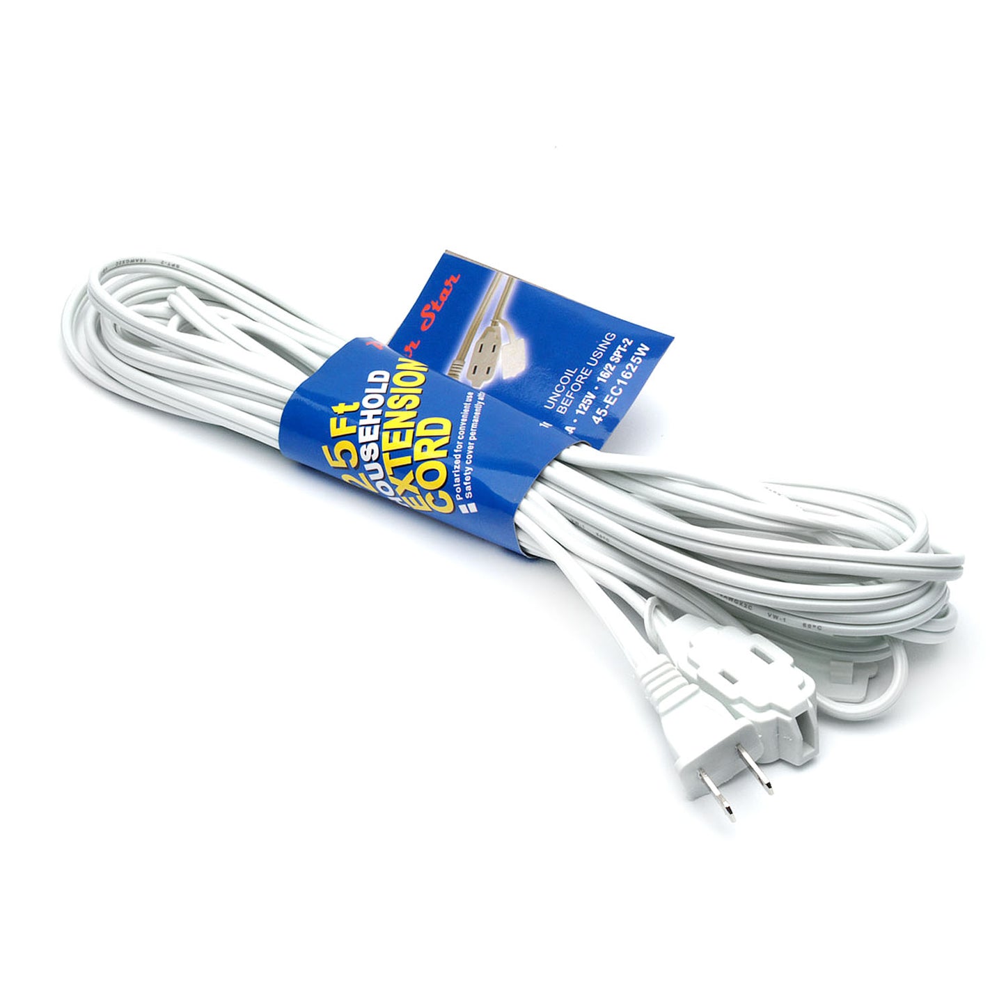 45-EC1625W 25FT 3 Out.2P Ext.Cord White