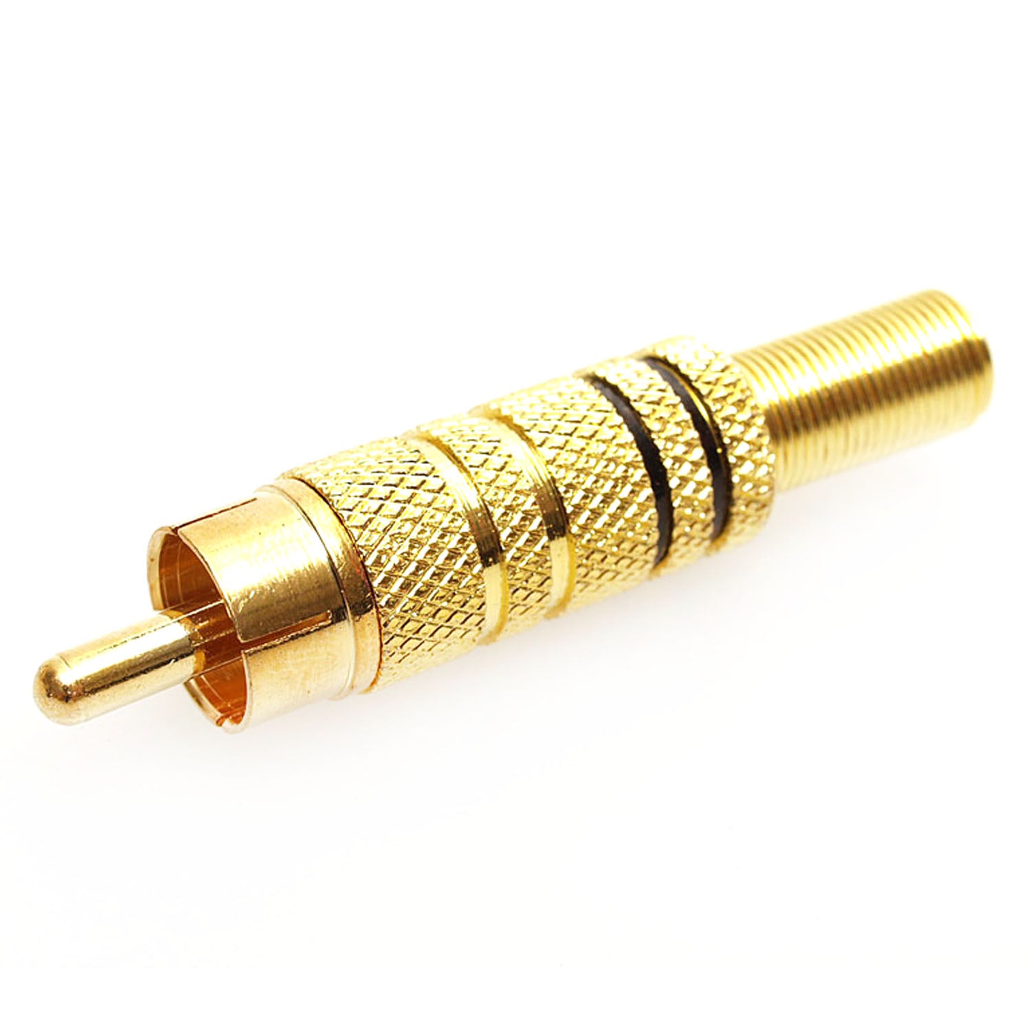 7-JC1510B RCA Plug black metal gold w/sp