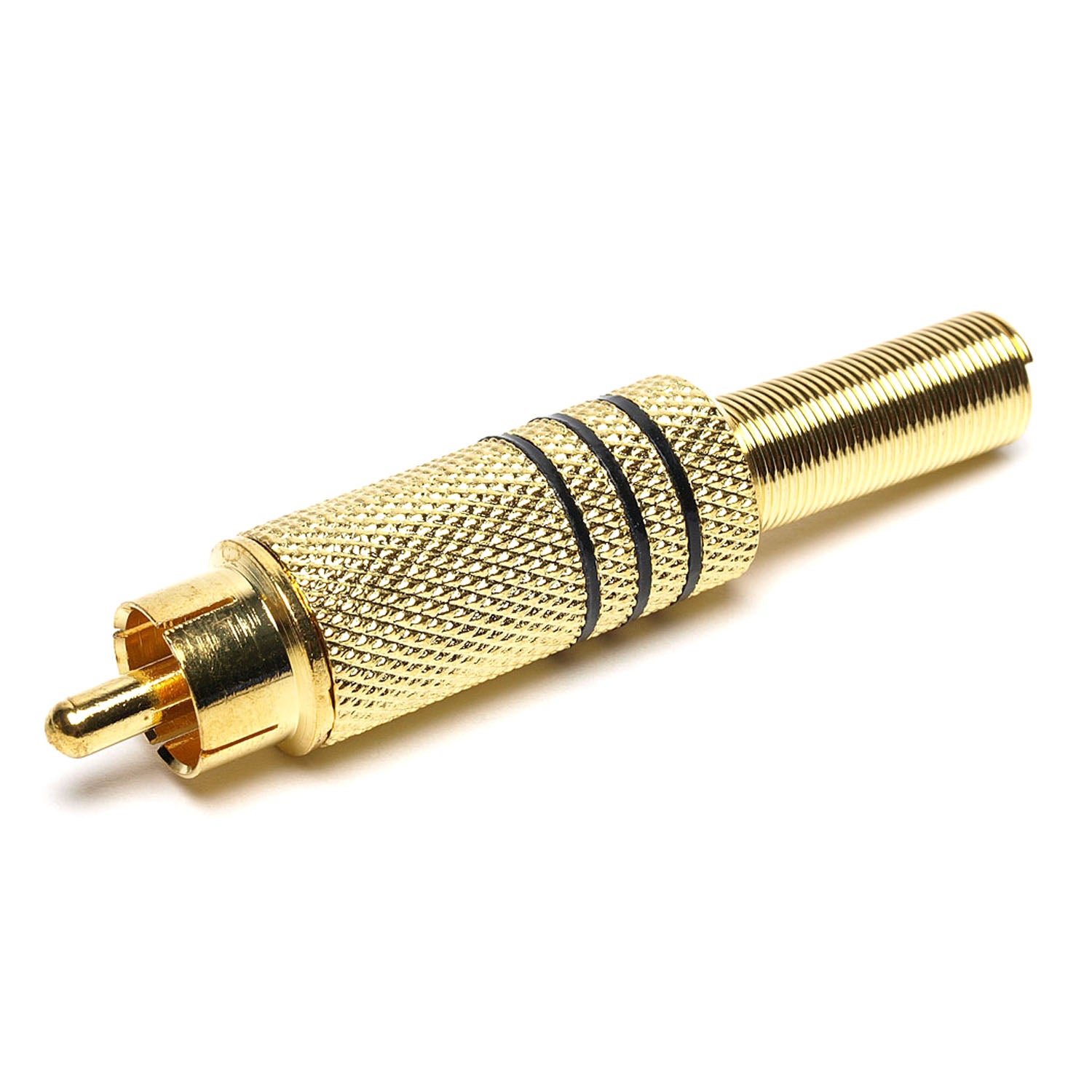 7-JC1517B RCA Plug black metal gold w/sp